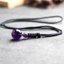iSTONE Unisex Genuine Round Gemstone Beads Pendant Necklace with Adjustable Nylon Cord 25 Inch