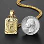 Hermah 26 Gold Plated Square Capital Initial Letter Charm Pendant Necklace for Men Women Box Steel Chain 22inch