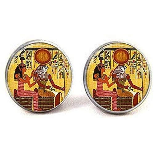 Horus and Hathor Egyptian Myth Earrings Handmade Jewelry Art Picture Jewelry