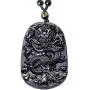 Natural Black Obsidian Dragon Necklace Healing Crystal Gemstone Necklaces Carved Stone Pendant Amulet Charm for Men or Women Natural Black Obsidian Dragon Necklace Healing Crystal Gemstone Necklaces Carved Stone Pendant Amulet Charm for Men or Women