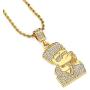 putouzip Mens 18K Gold Plated CZ Fully Iced Out Cartoon 316L Stainless Steel Pendant