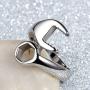 Flongo Mens Biker Stainless Steel Spanner Mechanic Wrench Tool Polished Ring Band