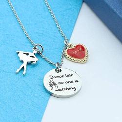 HN HNHB Ballet Girl Gift Inspirational Ballet Gifts Dance Like No One is Watching Ballerina Charm Necklace Jewelry Fashion Gift Ballet Performer, Girl
