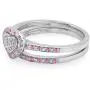Dazzlingrock Collection Round Pink Sapphire & White Diamond Ladies Heart Shaped Bridal Engagement Ring Set, Sterling Silver
