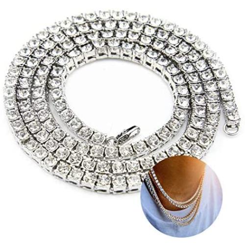 LARDROK Hip Hop Bling Arrow Cubic Zirconia Bling Sparking Wedding Gift Boy Men Cool Tennis Long Chain Tennis Cz Necklace
