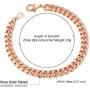 ChainsPro Mens 7mm Diamound Cut Curb Chain Bracelet, 18K Gold/Rose Gold Plated (Send Gift Box)