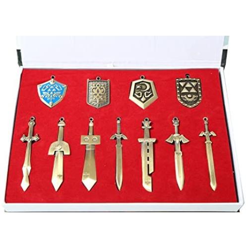 The Legend of Zelda Metal Shield & Sword Weapons Necklace Set of 11
