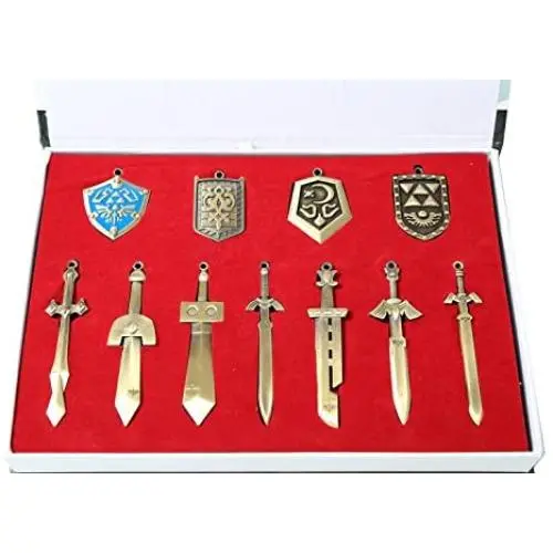 The Legend of Zelda Metal Shield & Sword Weapons Necklace Set of 11