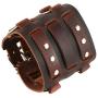 HZMAN Mens Alloy Ring Genuine Leather Bracelet Bangle Cuff Silver Tone Adjustable