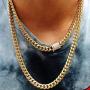 PY BLING 14k Gold Plated Mens Heavy Miami Cuban Link Chain Choker with Lab Diamond Clasp Stainless Steel Hip Hop Thick 8mm-16mm Necklace or Bracelet