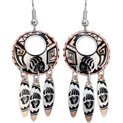 Bear Paw Earrings with Three Bear Claw Tassels for Women Girls- Apache Design, Copper Jewelry Handmade