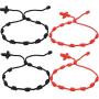 4Pcs Handmade 7 Knots Cross Red String Bracelet for Women Girls Men Boys Family Adjustable Waterproof Red Rope Chain Braided bracelet Good Luck Amulet Jewelry