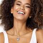 Disney Minnie Mouse Heart Silver Plated Crystal Pendant Necklace, 18''