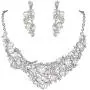 EVER FAITH Silver-Tone Crystal Cream Simulated Pearl Vine Necklace Earrings Set Clear EVER FAITH Silver-Tone Crystal Cream Simulated Pearl Vine Necklace Earrings Set Clear