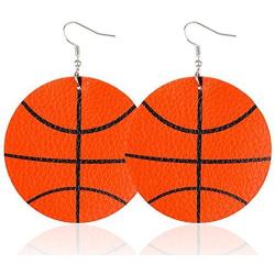Jude Jewelers Soccer Basketball Football Rugby Baseball Faux Leather Earrings Dangle Hoop