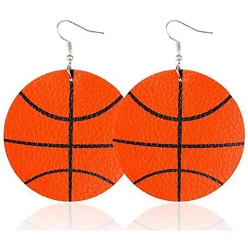 Jude Jewelers Soccer Basketball Football Rugby Baseball Faux Leather Earrings Dangle Hoop