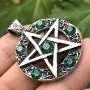 Wicca Jewelry Celtic Pentagram Pentacle Star Green Emerald Crystal Gem Wiccan Pagan Witch Magic Healing Protection Amulet Pewter Mens Womens Pendant Necklace Charm for Men Women Silver Ball Chain Wicca Jewelry Celtic Pentagram Pentacle Star Green Emerald Crystal Gem Wiccan Pagan Witch Magic Healing Protection Amulet Pewter Mens Womens Pendant Necklace Charm for Men Women Silver Ball Chain