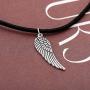 Yfe Angel Wing Necklace Choker Black Cord Choker Necklace for Women and Girls Personalized Choker Pendant (Silver)