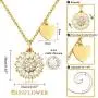 KissYan Sunflower Necklace for Women Girls, 18K Gold Plated Initial Pendant You My Sunshine Letter Dainty Circle Charm Necklace with 3A CZ Jewelry Gift for Valentines Mother Day (26 Alphabet A - Z)