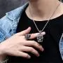 Suger Skull Pendant Necklace for Men with Red CZ Eyes Stainless Steel Pendant with Chain for Women Men Rapper Punk Hip Hop Jewelry