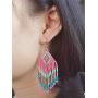 Drop Statement Fringe Earrings Handmade Boho Ethnic Beaded Dangle Hook Stud Earring Geomentic Colorized Seed Beads Chandelier Bohemian Party Exaggerated Personalized Jewelry