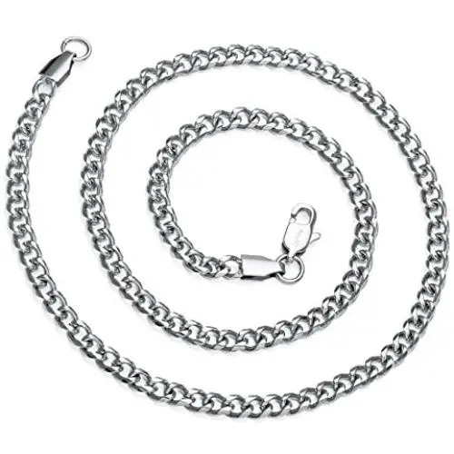 AmyRT Jewelry 4mm Silver Titanium Steel Link Curb Chain Necklace for Men Women 16 to 30 Inch AmyRT Jewelry 4mm Silver Titanium Steel Link Curb Chain Necklace for Men Women 16 to 30 Inch
