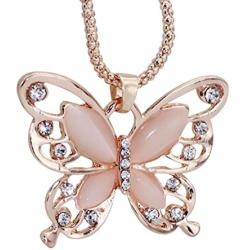 Comelyjewel Necklace Hollow Crystal Butterfly Pendant Necklace Jewelry for Women Girl Birthday Gifts Durable and Useful