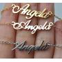 AsiaRhyme Brass Name Necklace Personalized Necklace,Customized Necklace 925 Sterling Silver Necklace for Women,Custom Name Necklace Made with Any Name