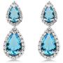 Gem Stone King Beautiful Double Pear Shape Simulated Blue Topaz Cubic Zirconia Dangle Earrings