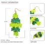 St. Patricks Day Shamrock Dangle Earrings Gold Pleated Green Layered Lucky Clover Earrings Irish St. Patricks Day Jewelry Gift For Women Girls