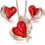 CDE Love Heart Necklaces and Earrings Jewelry Set for Women Rose Gold/Sliver Tone Crystals Birthstone Valentines Day Jewelry Gifts for Women Party/Anniversary/Birthday