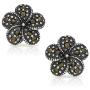 Bohemian Hibiscus Flower Earrings for a Perfect & Delicate Woman or Wife, Never Rust 925 Sterling Silver and Marcasite Hypoallergenic Studs | Free Breathtaking Gift Box for Special Moments of Love