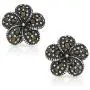 Bohemian Hibiscus Flower Earrings for a Perfect & Delicate Woman or Wife, Never Rust 925 Sterling Silver and Marcasite Hypoallergenic Studs | Free Breathtaking Gift Box for Special Moments of Love