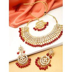 YouBella Jewellery Bollywood Ethnic Bridal Wedding Traditional Choker Indian Necklace Set with Earrings for Women