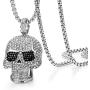 ROWIN&CO Iced Out Hip hop Bling Skull Pendant Necklaces Men Cz Diamond Personalized Punk Jewelry Birthday Gifts to Best Love Husband/Boyfriend, with 28'' Chain