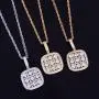 Moca Jewelry Iced Out Jiugongge Retro Square Pendant Necklace 18K Gold Plated Bling CZ Simulated Diamond Hip Hop Rapper Chain Necklace for Men Women