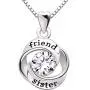 ALOV Jewelry Sterling Silver Friend and Sister Love Heart Cubic Zirconia Pendant Necklace ALOV Jewelry Sterling Silver Friend and Sister Love Heart Cubic Zirconia Pendant Necklace