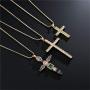 cmoonry 14K Gold Plated Cross Necklace for Men AAA+ CZ Cross Pendant Necklace 19.7+2“ Box Chain Hip Hop Male Jewelry