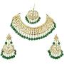 Finekraft Meena Kundan Bridal Wedding Designer Gold Plated Pearls Necklace Jewelry Set