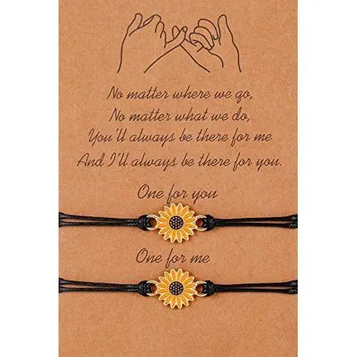 Pinky Pomise Distance Matching Bracelets for Best Friends Couple Family Women Mens Teen Girls Sunflower Boho Bracelet Friendship Jewelry Pinky Pomise Distance Matching Bracelets for Best Friends Couple Family Women Mens Teen Girls Sunflower Boho Bracelet Friendship Jewelry