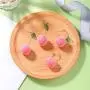 D.Rosse 2 Pairs Unique Creative Super Lightweight Lifelike Pink Peach With Leaf Dangle Drop Earrings Sets for Women Girls Teens Charm Cute Fruit Hoop Earrings Jewelry Gifts