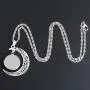 BELUCKIN Vintage Silver Horoscope Zodiac 12 Constellation Astrology Galaxy & Crescent Moon Glass Bead Pendant Necklace Jewelry Set