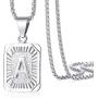 Trendsmax Initial Letter Pendant Necklace Mens Womens Capital Letter White Gold Plated A Z Stainless Steel Box Chain 22inch