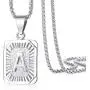 Trendsmax Initial Letter Pendant Necklace Mens Womens Capital Letter White Gold Plated A Z Stainless Steel Box Chain 22inch