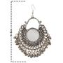Zephyrr Fashion German Silver Afghani Dangler Hook Chandbali Earrings Mirrors For Girls and Women