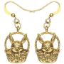 DOWAY Antique Gold Plated Basket Easter Bunny Rabbit Earrings Dangle Drop Metal Jewelry for Women Girls Classic Gift