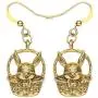 DOWAY Antique Gold Plated Basket Easter Bunny Rabbit Earrings Dangle Drop Metal Jewelry for Women Girls Classic Gift