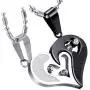 Cupimatch 2-Piece Stainless Steel Couple Necklace Rhinestone I Love You Heart Puzzle Matching Pendant with Chain Cupimatch 2-Piece Stainless Steel Couple Necklace Rhinestone I Love You Heart Puzzle Matching Pendant with Chain