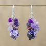 NOVICA Multi-Gem Quartz .925 Sterling Silver Cluster Earrings, Lovely Blend in Purple