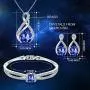 Menton Ezil Charming Nobile Swarovski Jewelry Sets with Sapphire Blue Necklace 18K White Gold Bracelet Earrings for Women Menton Ezil Charming Nobile Swarovski Jewelry Sets with Sapphire Blue Necklace 18K White Gold Bracelet Earrings for Women